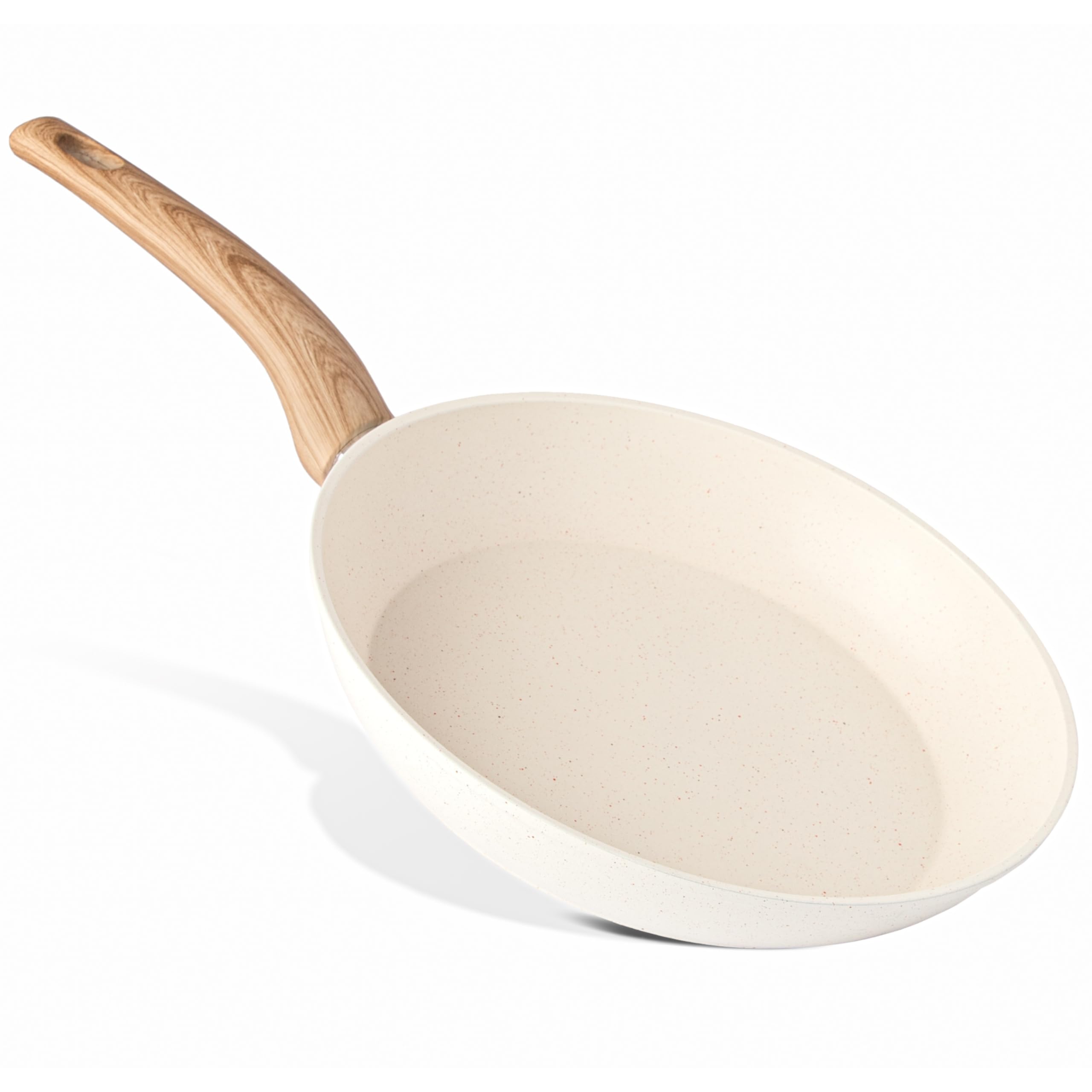 nuovvaInduction Hob Frying Pan Set β Non Stick Chef's Pan & Wok β 18cm Cream Granite