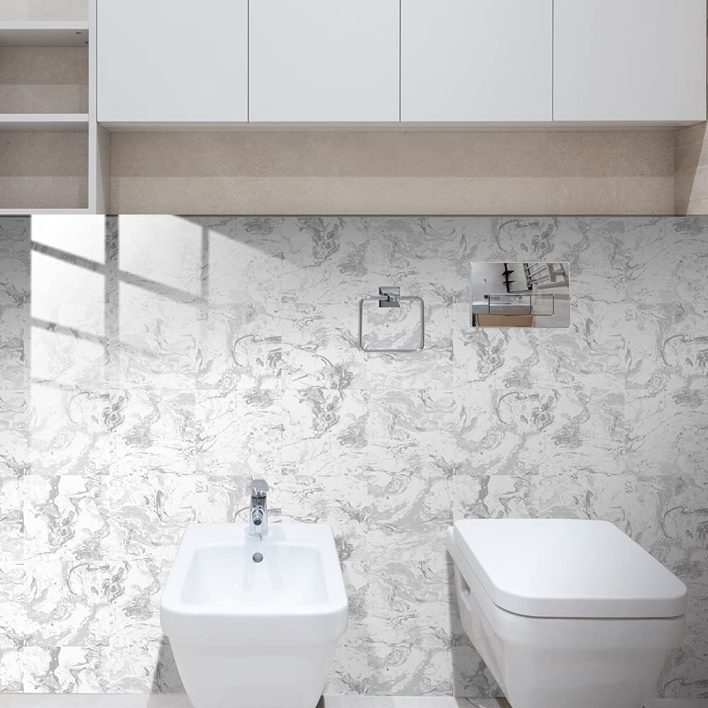 20 Adesivi Per Piastrelle Effetto Marmo 10x10 Cm - PVC Impermeabile Per Cucina E Bagno, Autoadesivi
