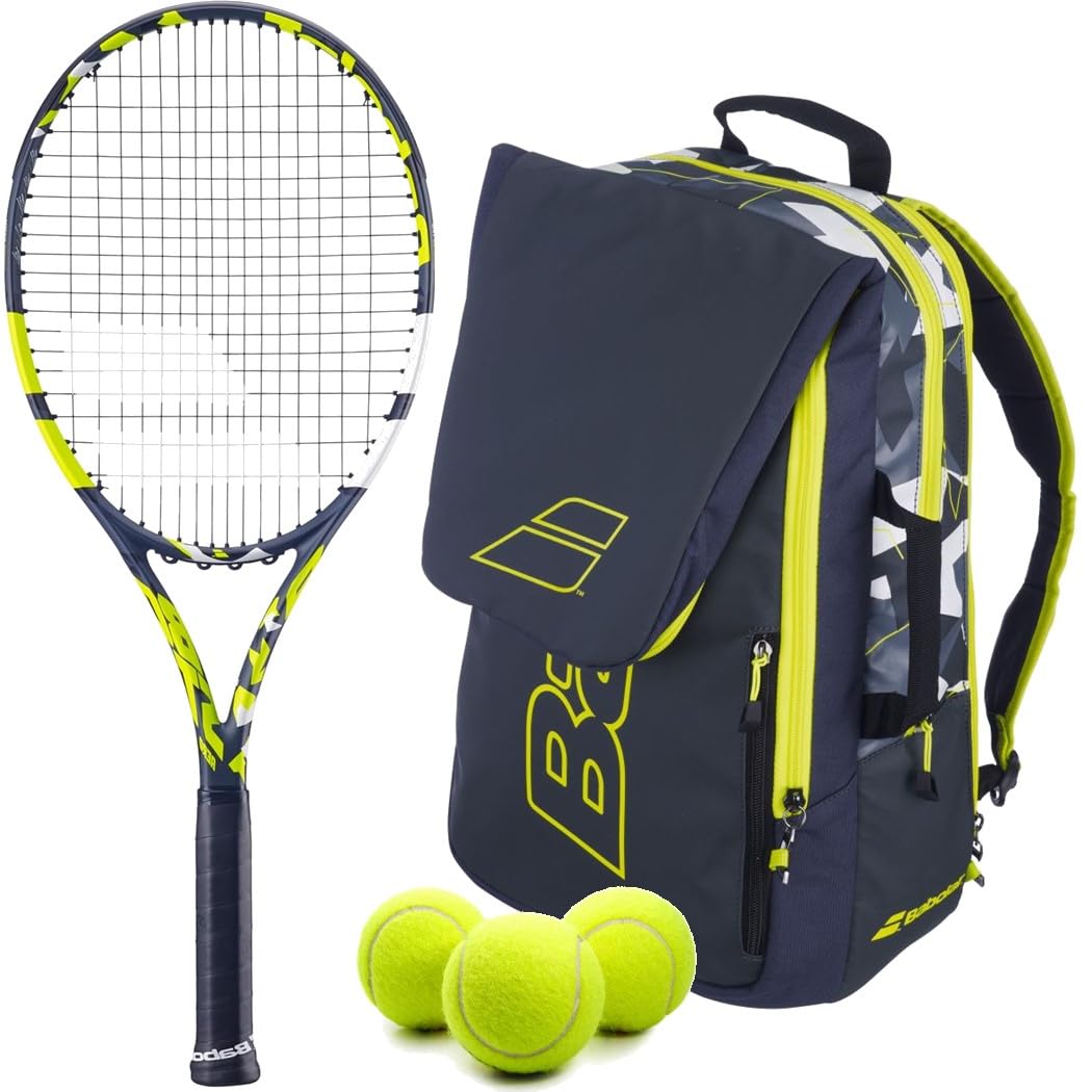 BabolatBoost Aero Strung Tennis Racquet, Yellow (Add an Optional Bag, Tennis Balls and Grips)