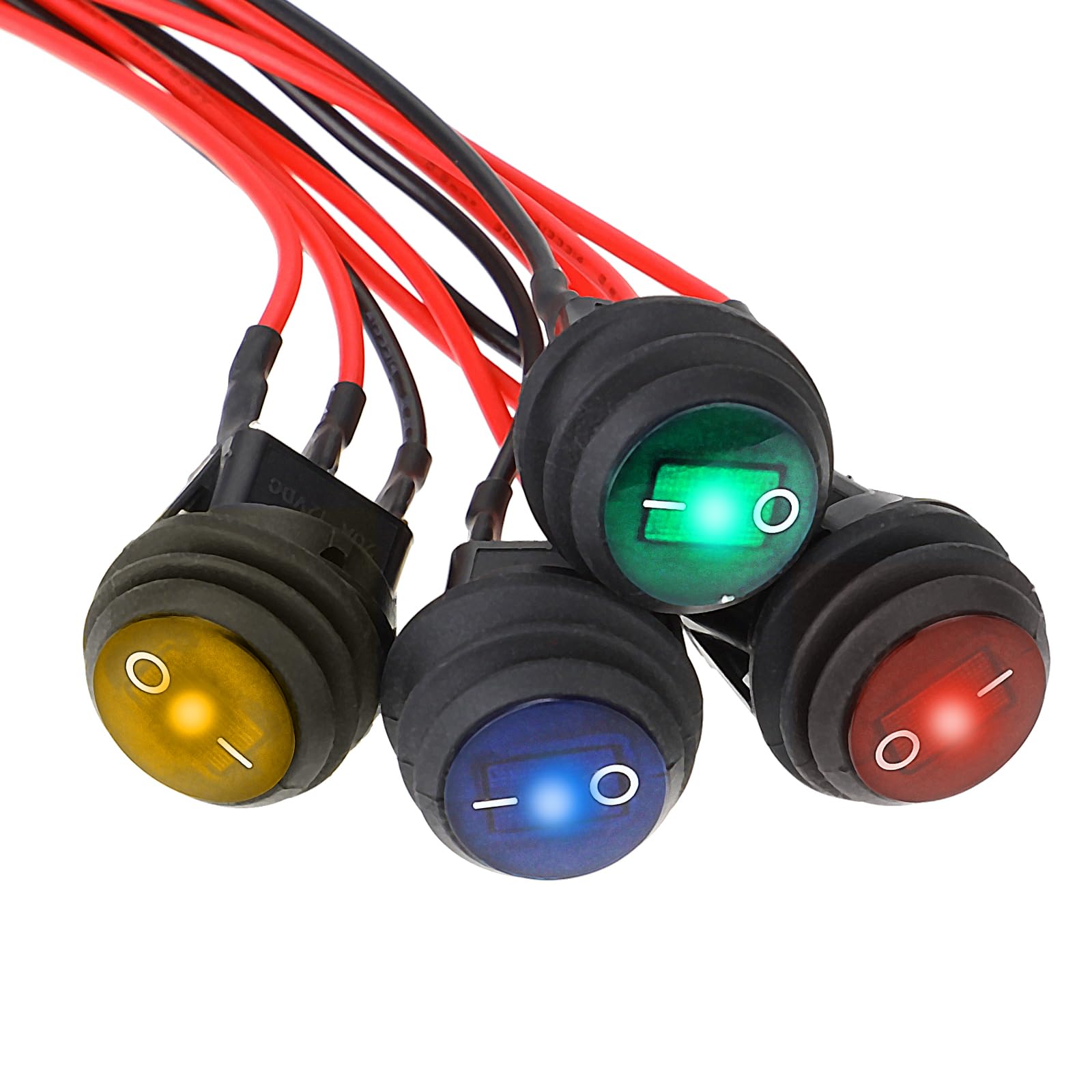 MKBKLLJY 4x Polarity Umkehrschalter 20A 12V DC - Wasserdichte Kippschalter Mit LED