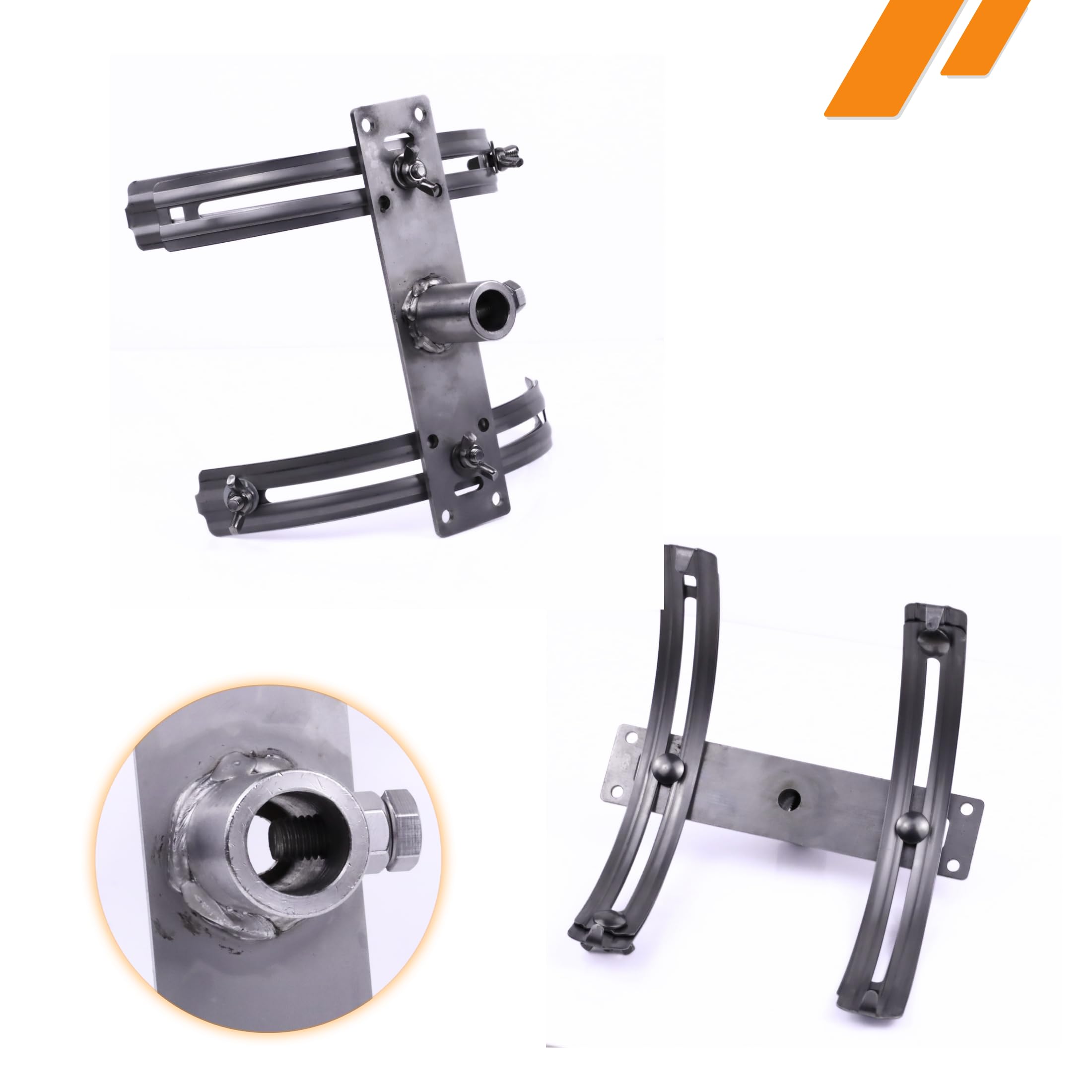 HausHeld® Mastbasis Firstziegel INOX V4A für Blitzschutzmast Ø16mm - H40mm L188mm - PN-EN 62561-4 - Klemmung ohne Bohren - 490g stabil