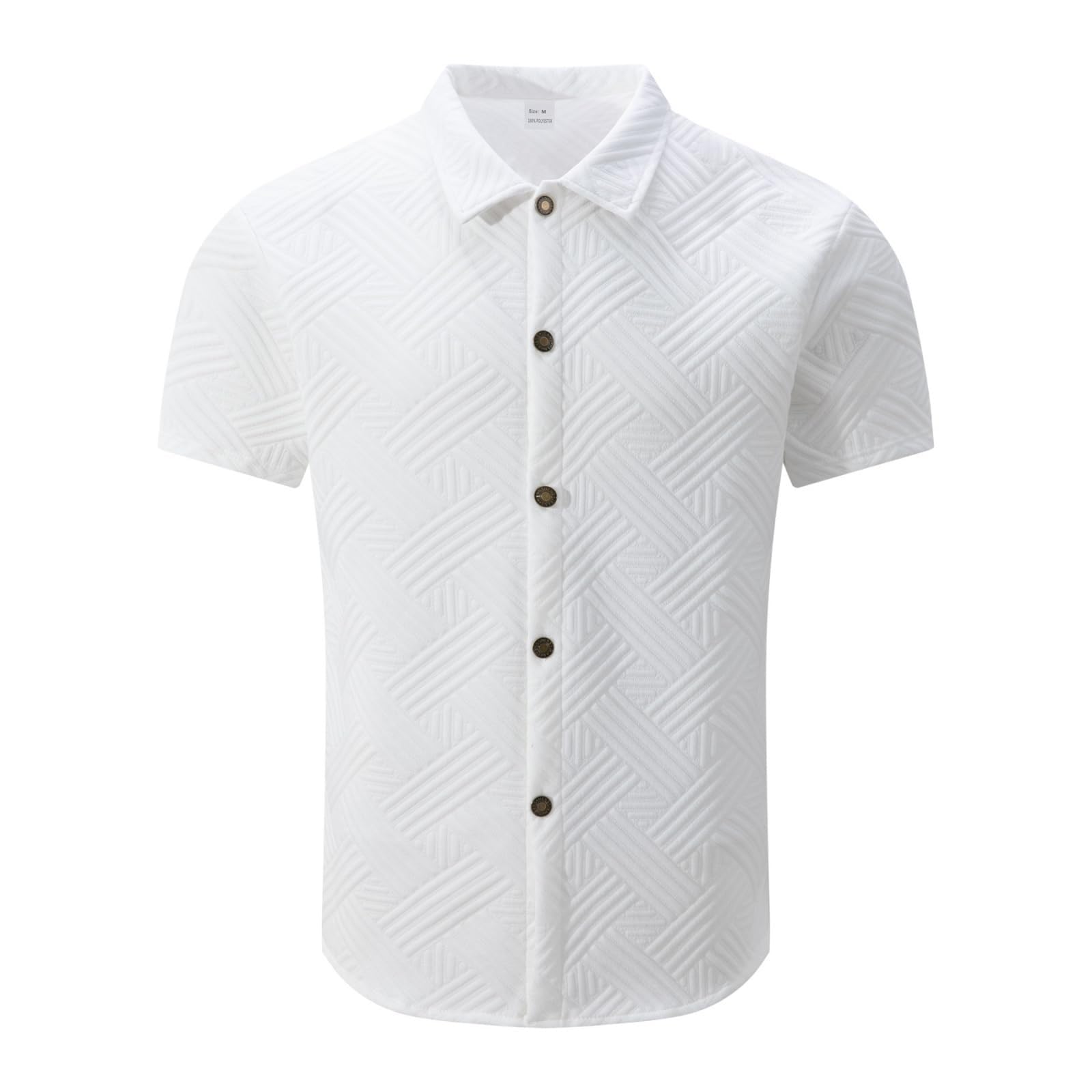 Generico Camicia Uomo Manica Corta Estate Elasticizzata Slim Fit Casual Easy-Iron Camicie Business Elegante Tinta Unita Camicia Uomo Estiva Colorata