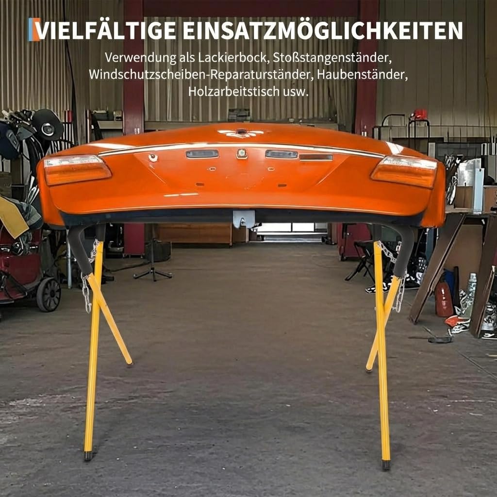 Unterstellbock Klappbarer Lackierständer Arbeitsständer 340 kg Tragkraft – Faltbarer Werkbank-Ständer Für Stoßstangen & Motorhauben – Tragbarer Montage- Und Reparaturständer Für Garage & Werkstatt