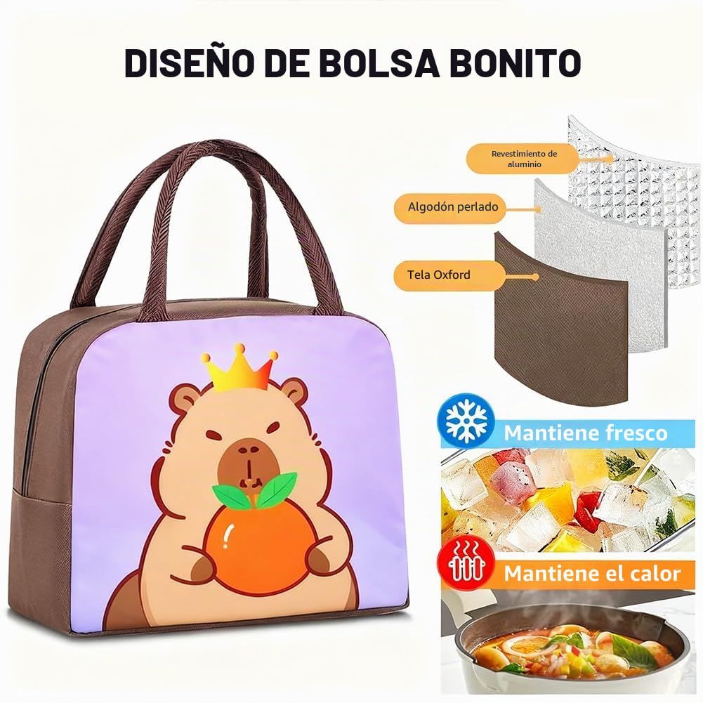 Capybara Backpack Kids, Capybara Bolsa De Almuerzo Para Niños y Fiambrera Para Niños Con Botella, Mochila Capybara Escolar Schoolbag Capibara Plush & Llaveros Portalápices Regalo para Niños