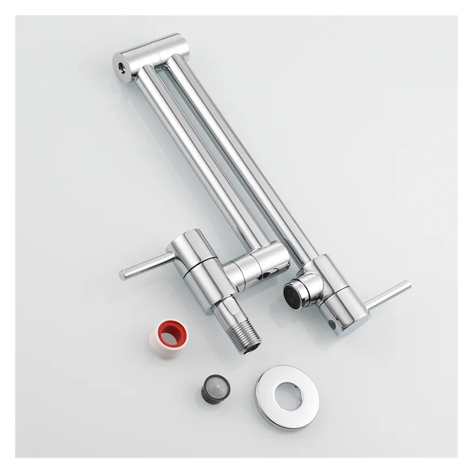 Grifos mezcladores para Fregadero Grifo de Cobre hervidor Cocina Plegable Pared un Solo Agua fría Boquilla giratoria la mayoría los escenarios (Dorado Brillante B)