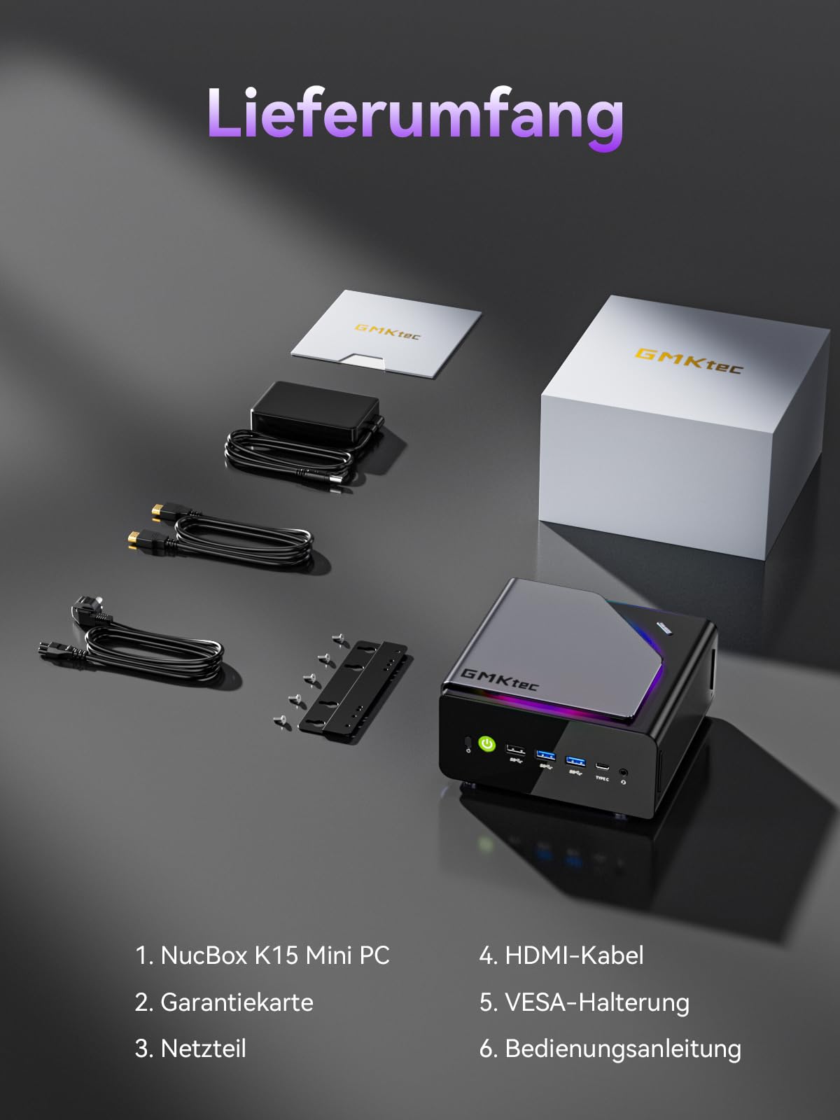 GMKtec K15 AI Oculink Mini PC mit Intel Core Ultra 5 125U Prozessor, Barebones ohne RAM/SSD/OS, Desktop-PC AI Boost, 3X M.2 2280 Speichererweiterung, Dual NIC 2.5GbE, HDMI 2.1, USB4