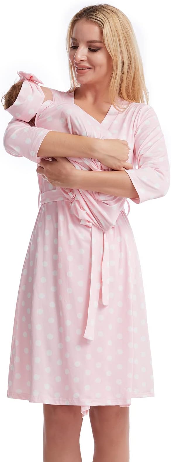 Galabloomer Maternity Robe and Baby Receiving Blanket, Matching Mommy Labor Delivery Robe and Swaddle Set