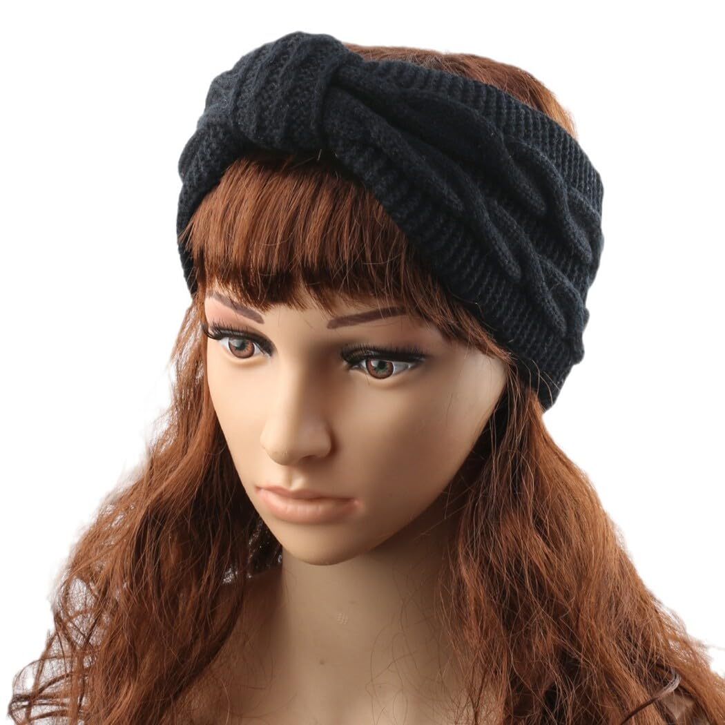 5 diademas elásticas de punto con lazo, para invierno, para mujer