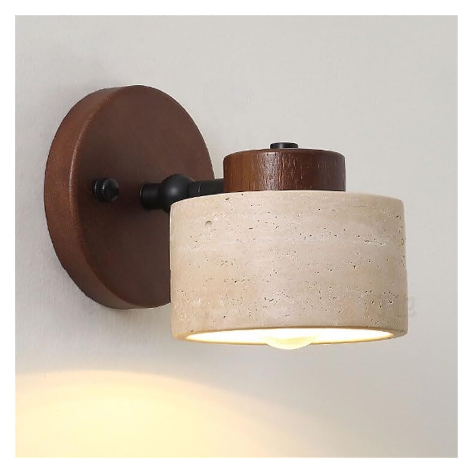 KHUKHU Natural Stone Wall Sconce Adjustable Marble Wall Mounted Bathroom Light Hardwired Farmhouse Rustic Wall Mounted Lamp Mid Century Modern Wall Light for Bedroom Living Room Bedside(Walnut Color)