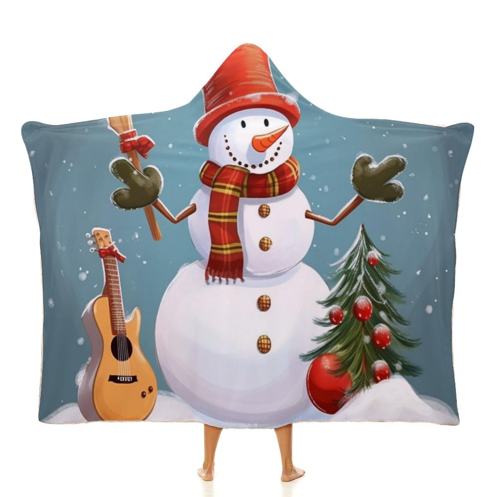 Cape à capuche de Noël bonhomme de neige, le cadeau idéal de 127x152 cm pour vos proches