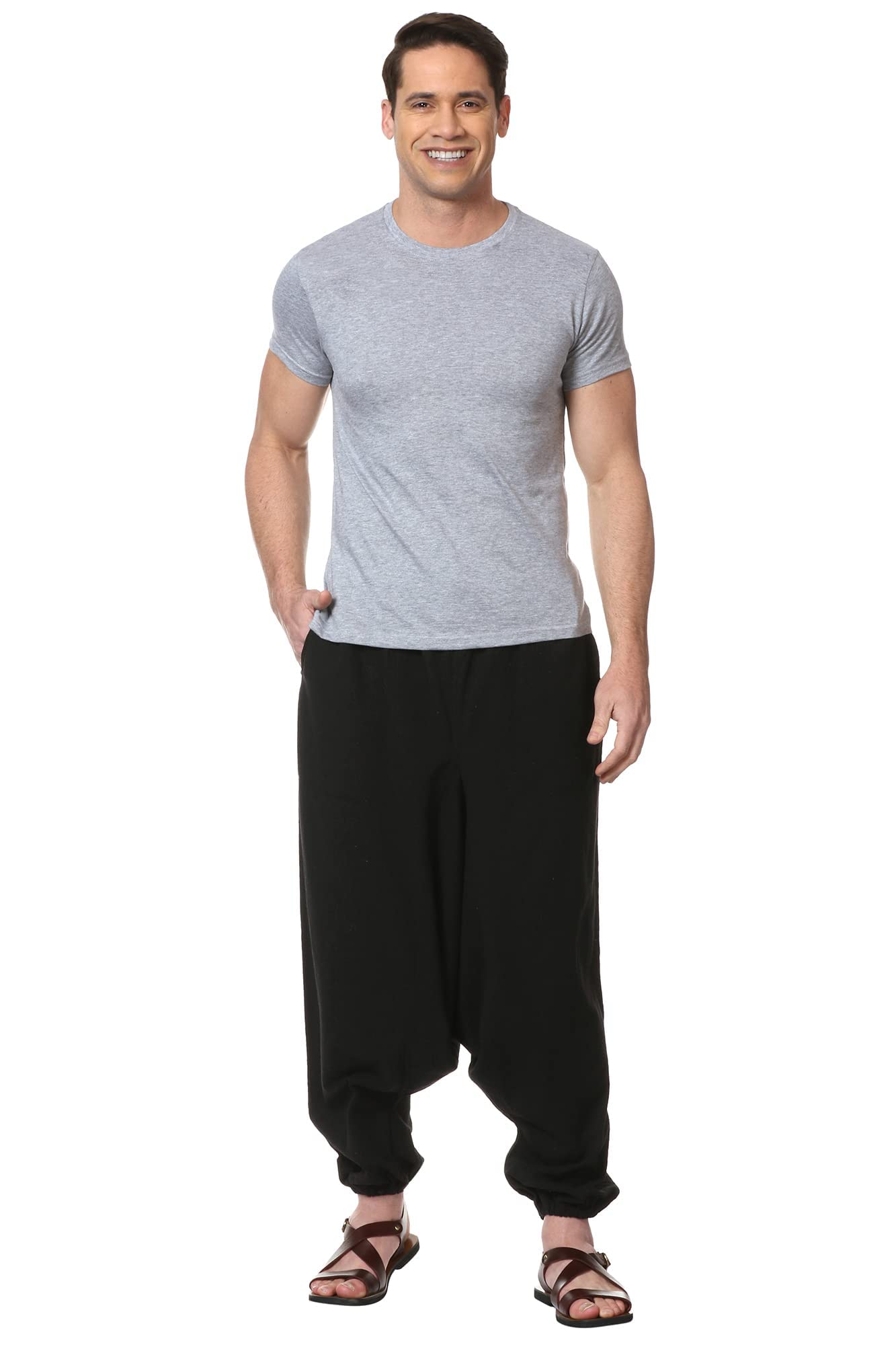 Aatman Men's Loose Fit Low Rise Harem Pants Black 40 4