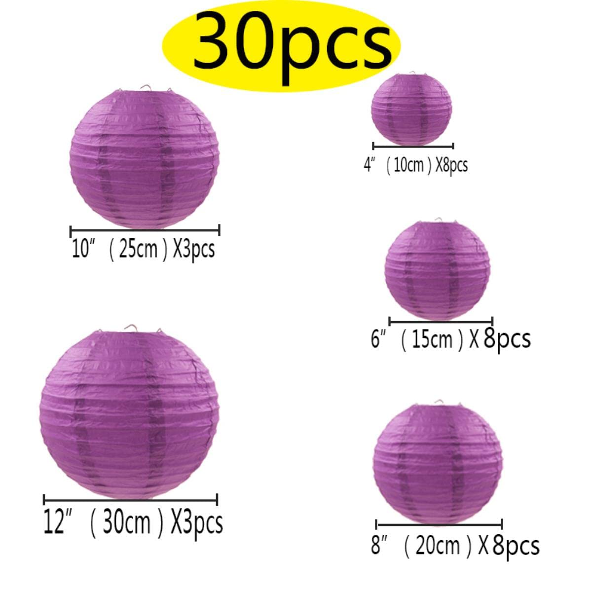 30 Pcs/Lot 4 ''-12'' Mix SizePaper Ball Lampion Suspendu Blanc Décoration De Mariage Lanternes En Papier Abat-Jour Party Decor-30pcs blanc vert