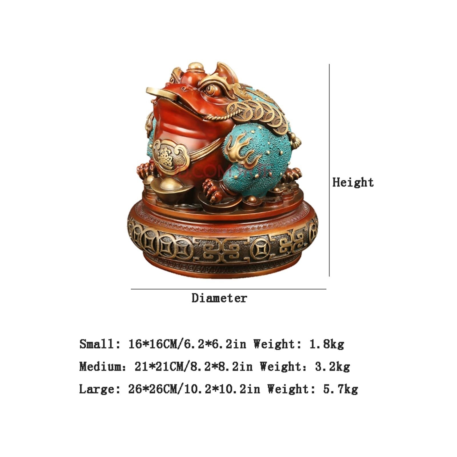 Rana Portafortuna Feng Shui Con Moneta - Resina Dorata, 6x6x5 Cm, Simbolo Prosperità - Foto 5