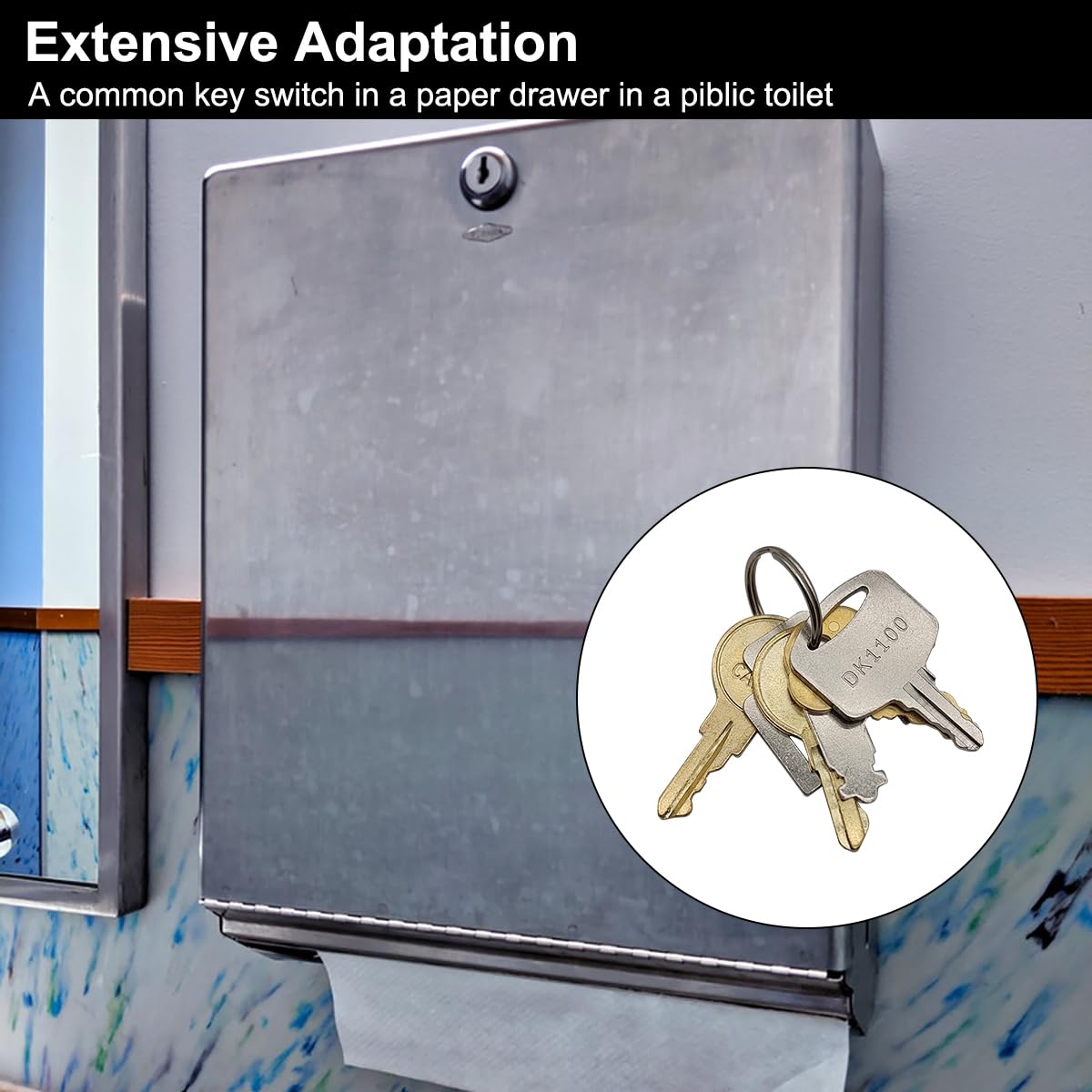 6 chiavi universali per dispenser di asciugamani di carta, chiavi di ricambio compatibili con Tork SCA 1100, Bradley 2055, Janitor Bobrick Cat 74, Kimberly Clark 770301, Georgia Pacific, E114