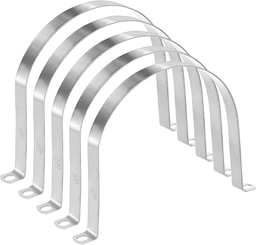 Miniatura 34 de Paquete de 10 abrazaderas de conducto, correa rígida de tubo de acero inoxidable 304 de 1-3/4 pulgadas M45 U con 2 agujeros