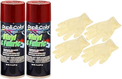 Dupli-Color Borgoña - Spray de vinilo y tela de alto rendimiento (11 onzas) con guantes de látex (6 artículos) disponible en Yaxa Venezuela