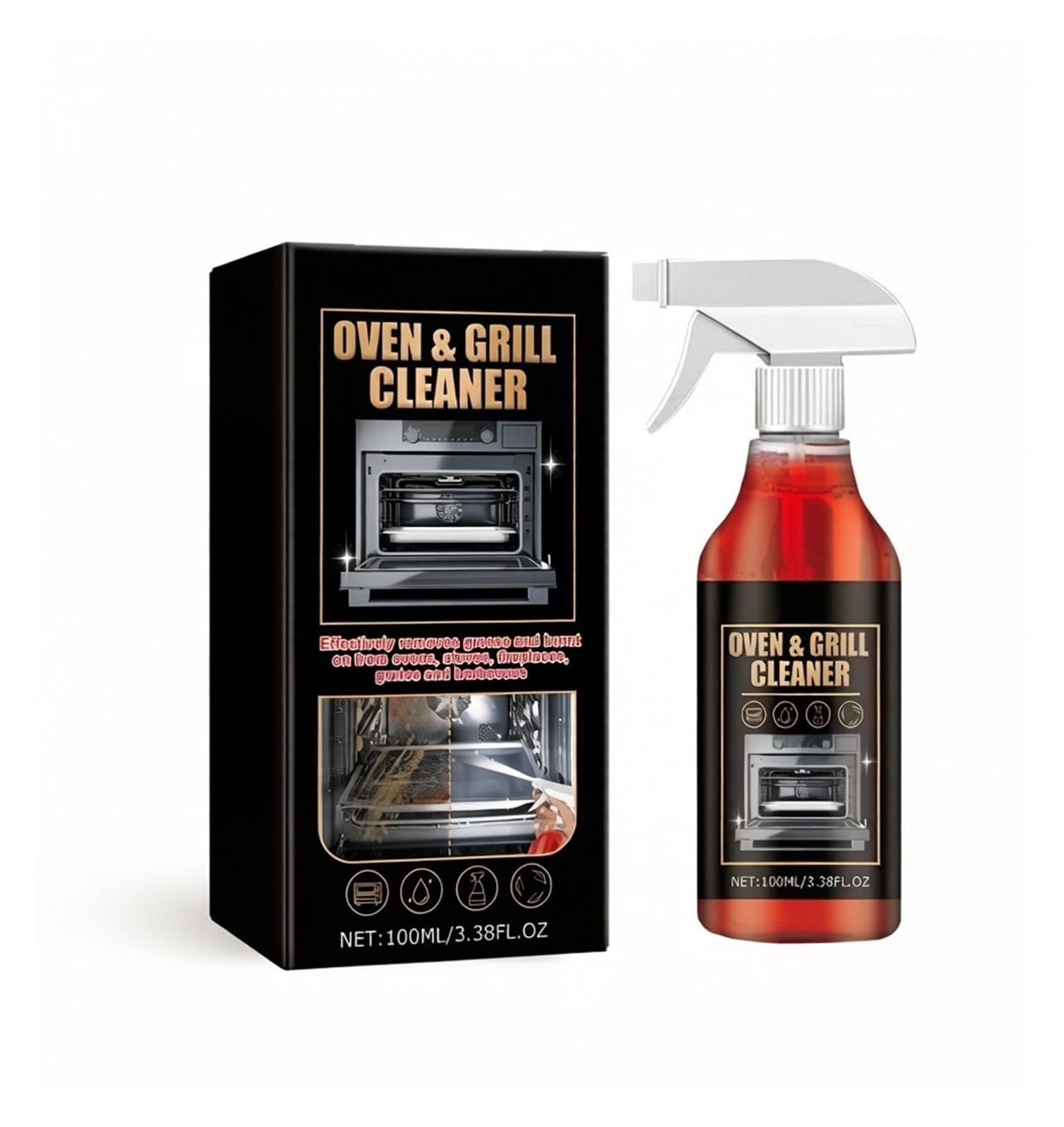 Limpiador de rejillas de horno de 100 ml, potente eliminador de grasas y olores(4pcs)