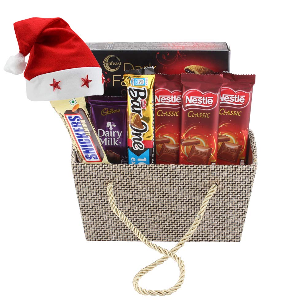 SFU E Com Gift Hamper For Chocolate Lovers | Chirstmas Chocolate Gift Hamper | Christmas Cap With Chocolates | Christmas Chocolate Gift Combo | 829