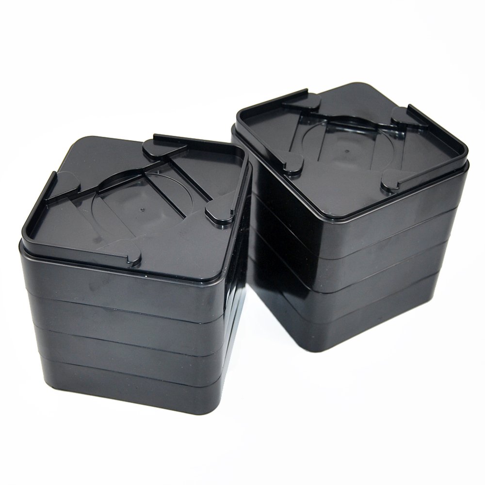 Miix Home Square Adjustable Bed Risers Non Slip Furniture Risers Desk Risers Or Table Risers 1 Or 2 Inch 8 Pack Black Square Adjustable Lifts For Bed Frame Heavy Duty