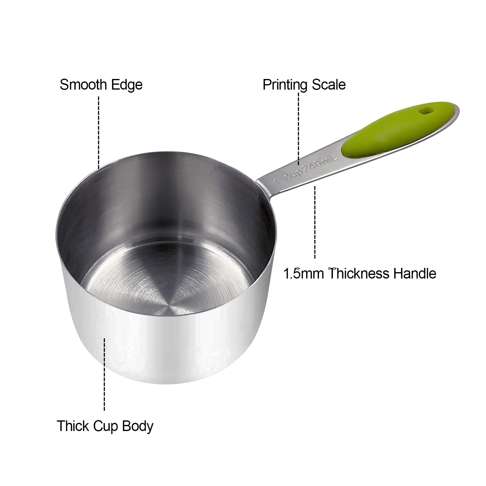 Juego de 12 tazas medidoras y cucharas, incluye 5 tazas medidoras de acero inoxidable, 6 cucharas medidoras de doble extremo y 1 nivelador Plus Mide con precisión ingredientes secos o 6
