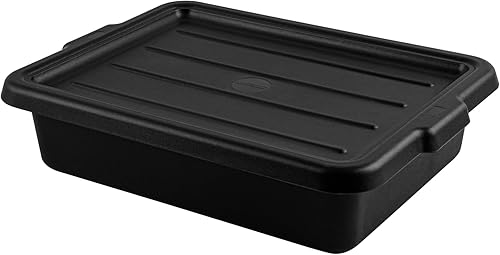 Miniatura 8 de Restaurantware - Solo tapa RW Clean 23.2 pulgadas x 16.9 pulgadas, 1 tapa a presión para caja de autobús - Con asas, tapa de plástico negro para