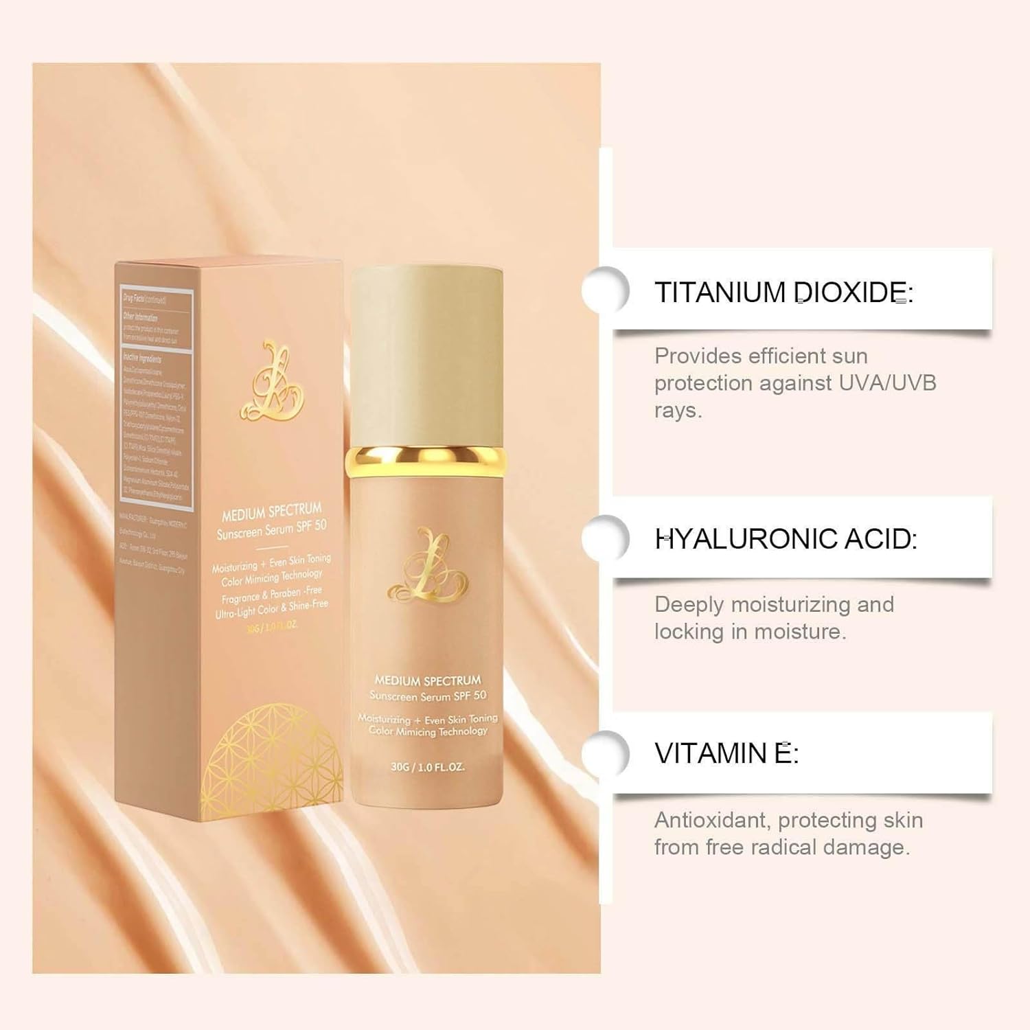 4-in-1 Color Changing Foundation with SPF 50 - Medium Coverage, Long-Lasting & Waterproof | Anti-Aging Sunscreen | Moisturizer | Concealer | Brightener, 30ml - Image 3