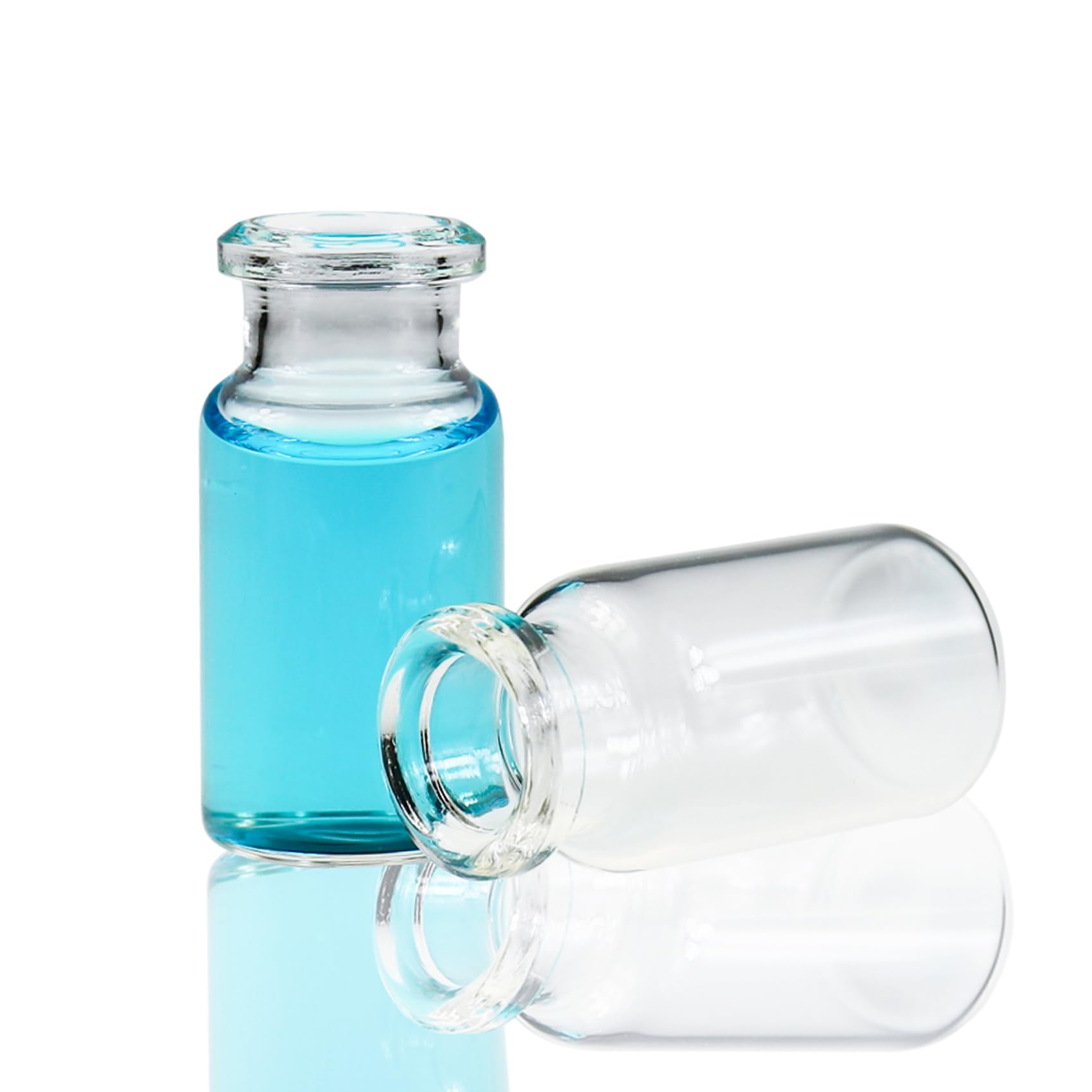 ALWSCIBorosilicate Glass Clear Flat Bottom Headspace Vial, Beveled Finish, 10ml Capacity, Case of 100