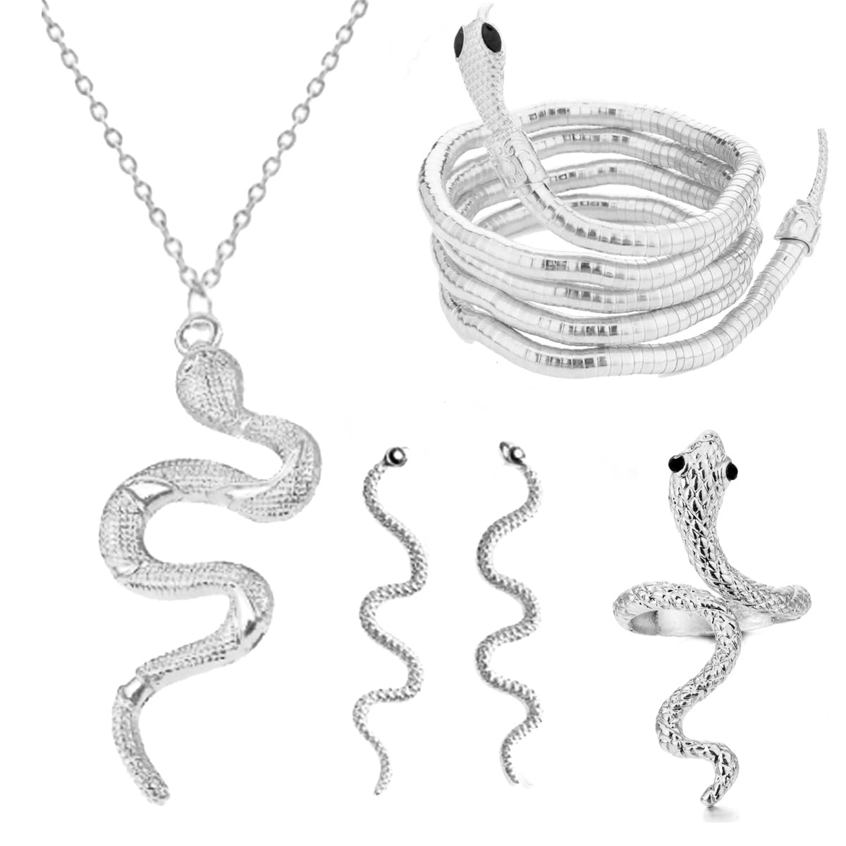 LAKIYOYO Bendable Snake Bracelet for Women Adjustable Punk Snake Choker - Flexible Multi-Purpose Medusa Necklace Hollween Jewelry
