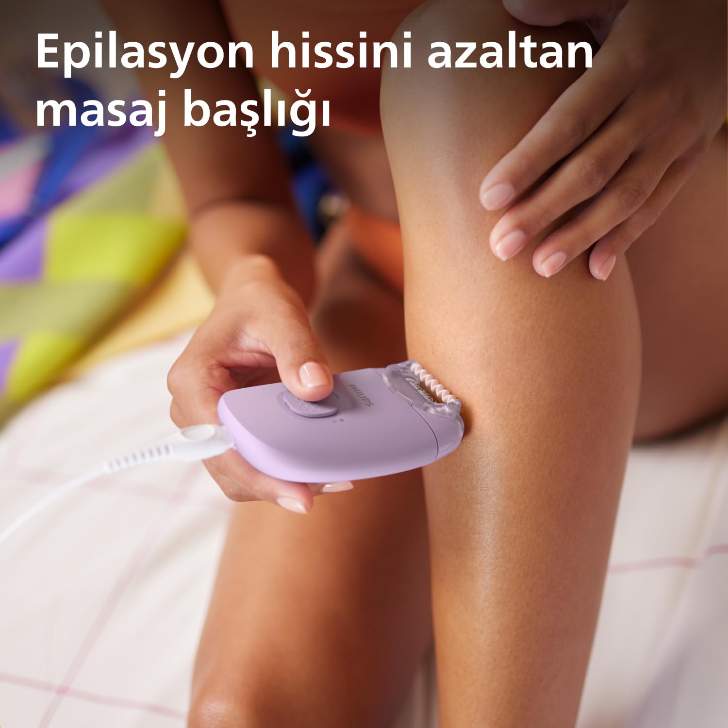 Philips Epilasyon Cihazı, Taşınabilir Kompakt Tasarım, Hassas Bölge ve Masaj Başlığı, Yıkanabilir, 4 Haftaya Kadar Pürüzsüzlük, Lila Renk, BRE237/05
