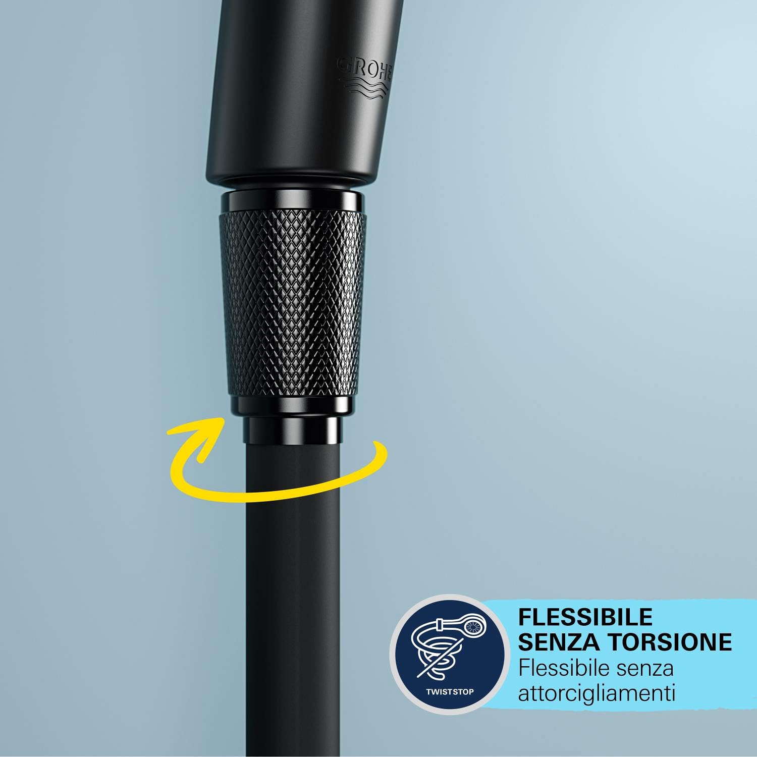 GROHE Vitalio Start 250 – Sistema doccia con termostatico (soffione doccia tondo da 25 cm 1 getto, doccetta tonda da 11 cm 2 getti, flessibile da 1,75 m, risparmio idrico), nero opaco, 266772431
