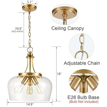 かなでもの Gold × Glass Ceiling Light 3 TEENYO Modern Gold Pendant Light Mid Century 3-Light Clear
