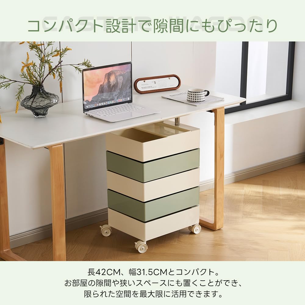 Amazon.co.jp: キッチンワゴン 回転式 5段 収納ラック キャスター付き