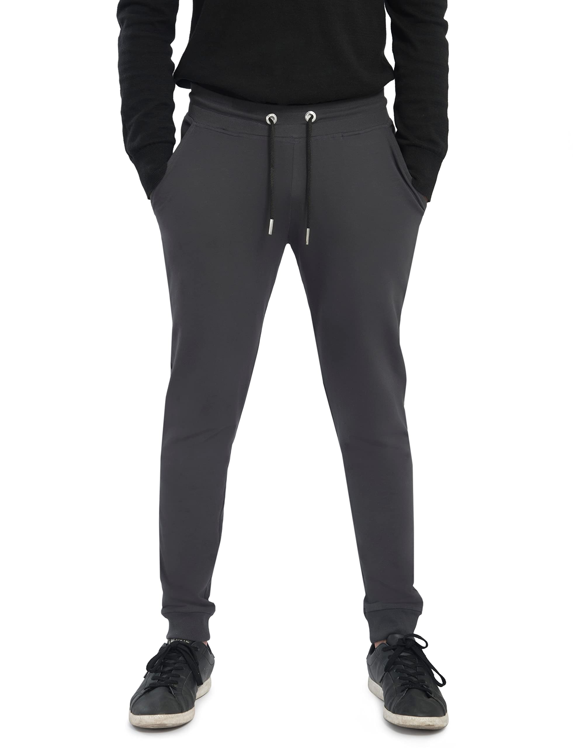 AVOCARDIO Men's Regular Fit Joggers Dark Grey