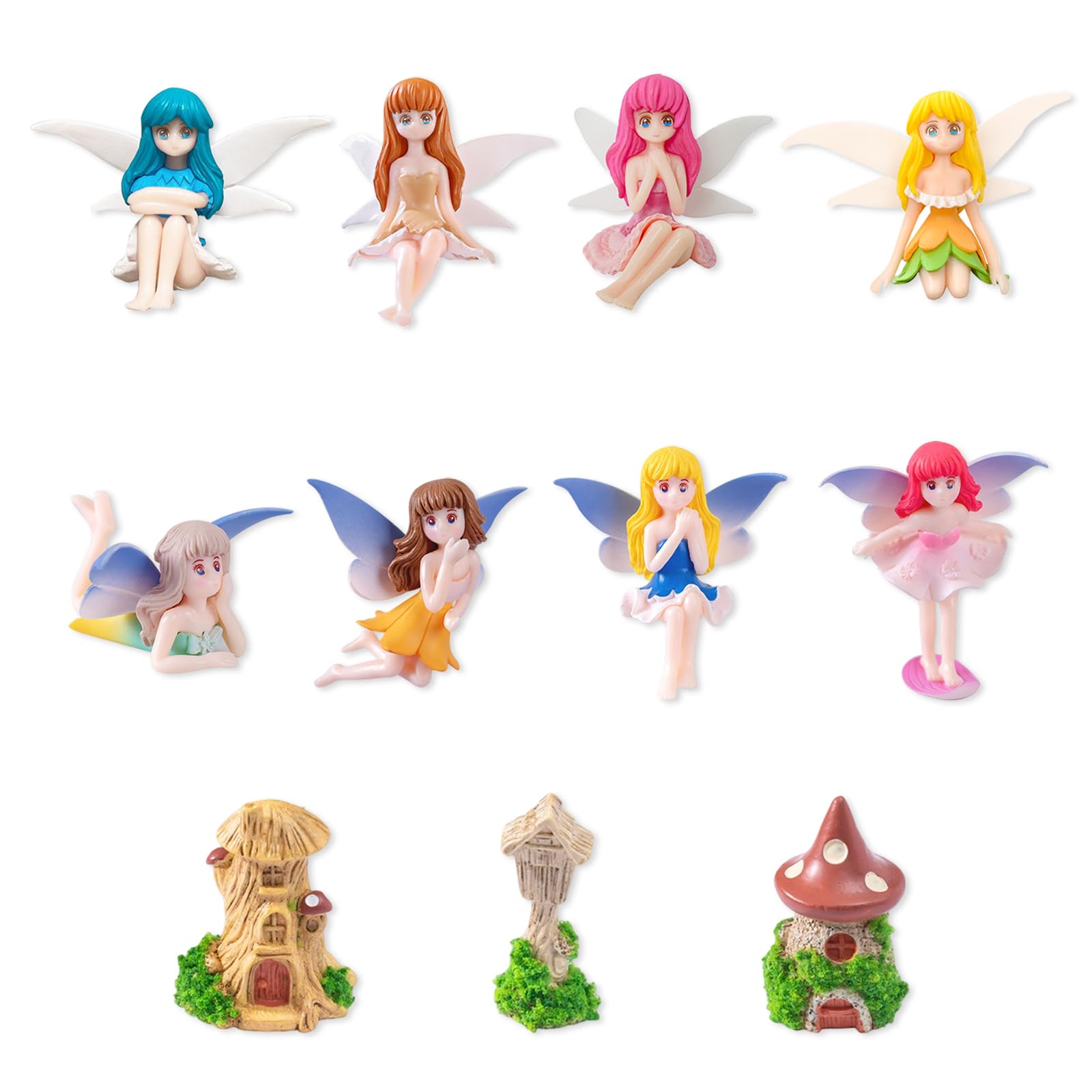 DAVBNM 11PCS Fairy Garden Accessories, Miniature Fairy, Outdoor Garden Ornament, Accessories Outdoor, Miniature Garden Figurines Dollhouse Cake Decoration
