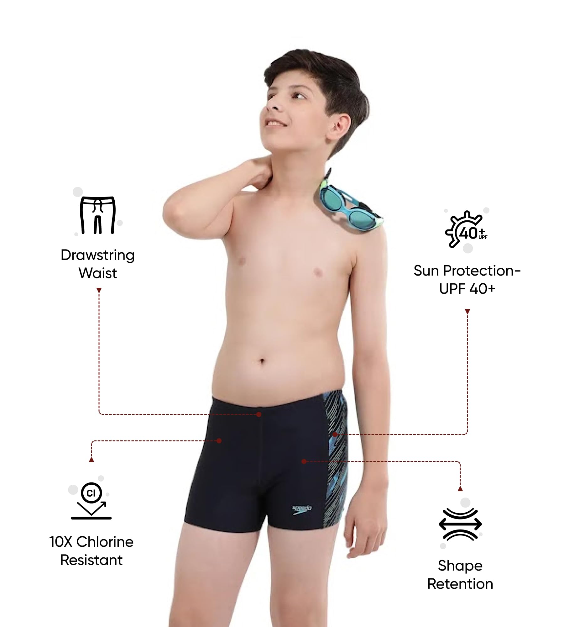 Speedo Boy's Aquashort (80953016766_Truenavy/Harlequin Green/Picton Blue_13-14 Years)