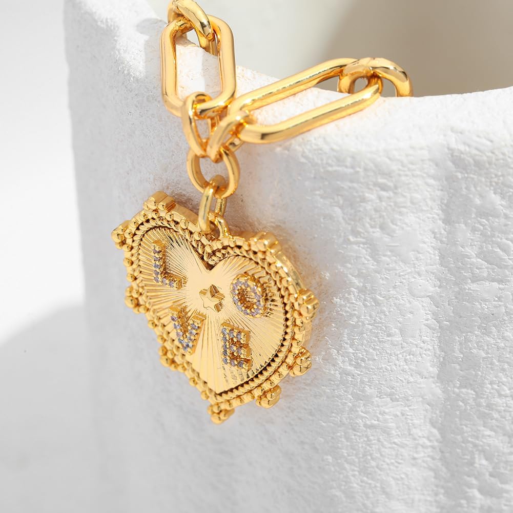 Pearl Bracelets For Women Gold Plated Chain Link Bracelets Bow Heart Charm Bracelets - Image 8