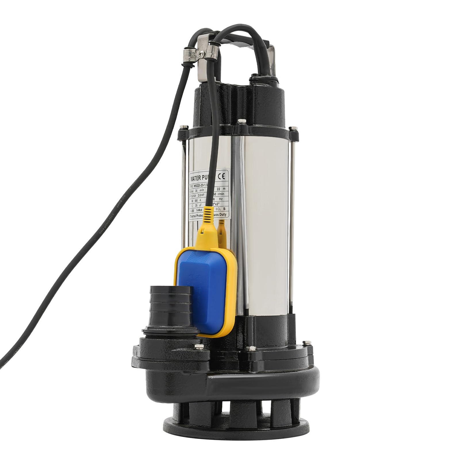 Pompa per acqua sporca - 1500 W, 36000 L/H, pompa immersione, con interruttore a galleggiante, in acciaio inox, pompa per feci con interruttore a galleggiante, facile da usare