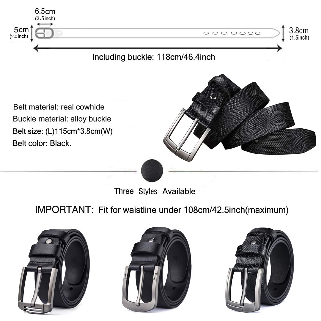 MRACSIY Men Pin Buckle Belt Genuine Leather Belt (W)3.8cm * (L)115cm