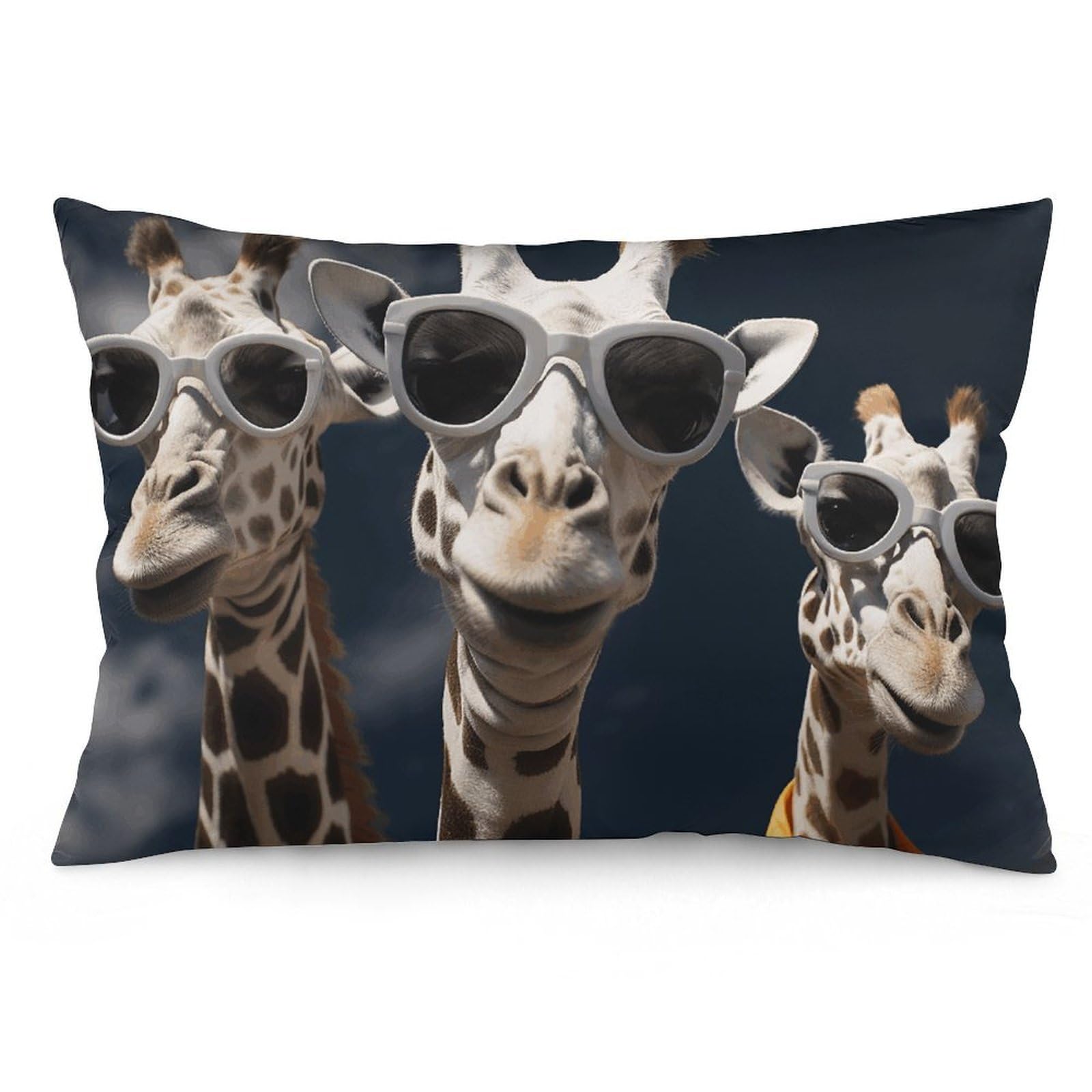 NTVOWPZO 2 Pack Decoration Throw Pillow Covers 12 "x20 Pillowcases Covers Three Giraffes Wearing Sunglasses Pillowcases Modern Farmhouse Home Decor Sofa Cushions Covers for Couch Bed Living Room