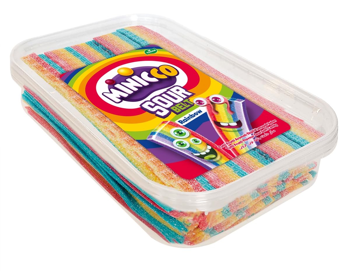 Minicco Sour Belts are a Yummy Rainbow Tutti Frutti Flavour Sugar Coated, Sour Soft Candy Belts 100g (Turkey) (B0DD51GJVT) Amazon Price History, Amazon Price Tracker