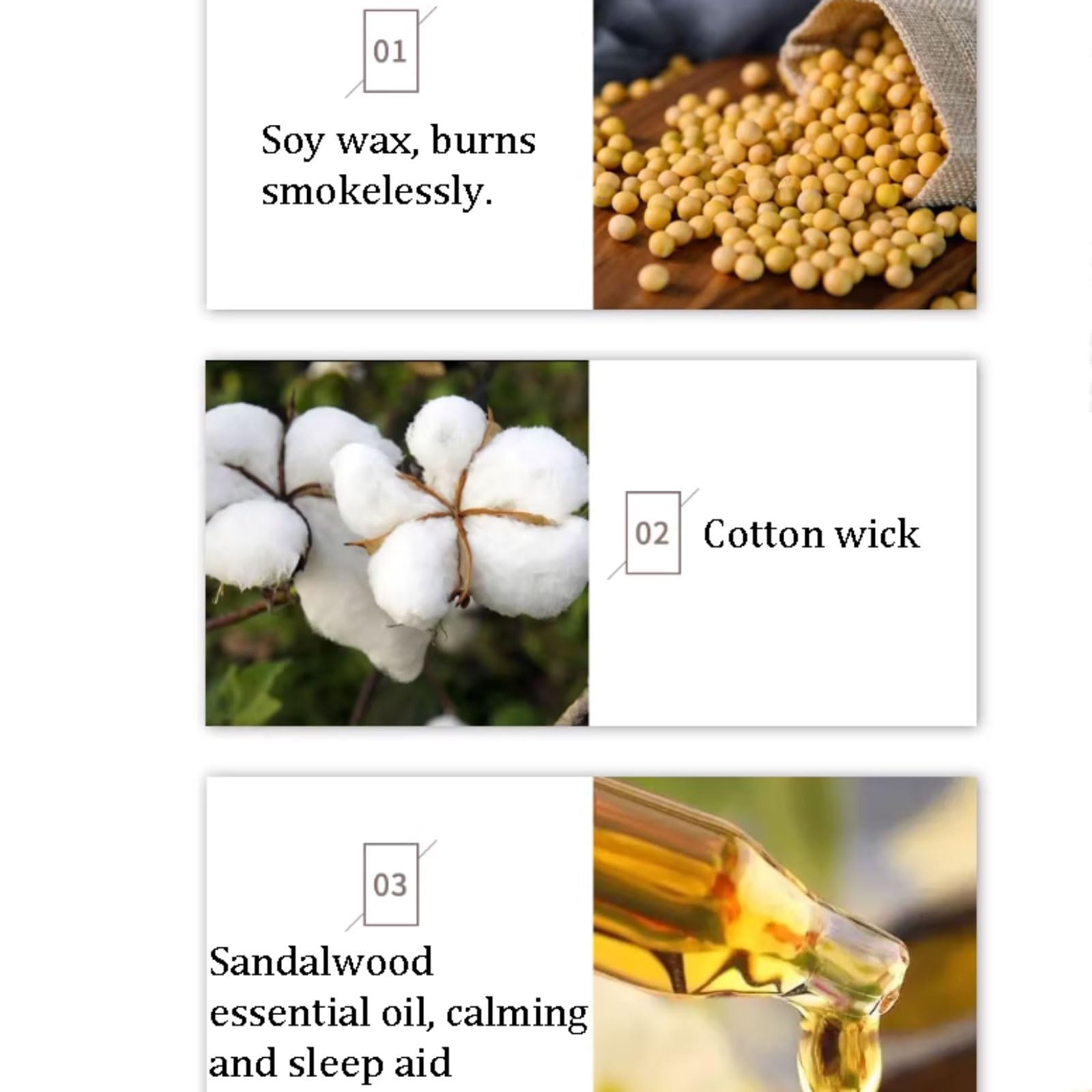 Compacto Velas de vidrio Cilindro de sándalo Vela de aromaterapia Vela de soja natural reutilizable for vacaciones en casa Relajación y spa no es picante(2pcs)