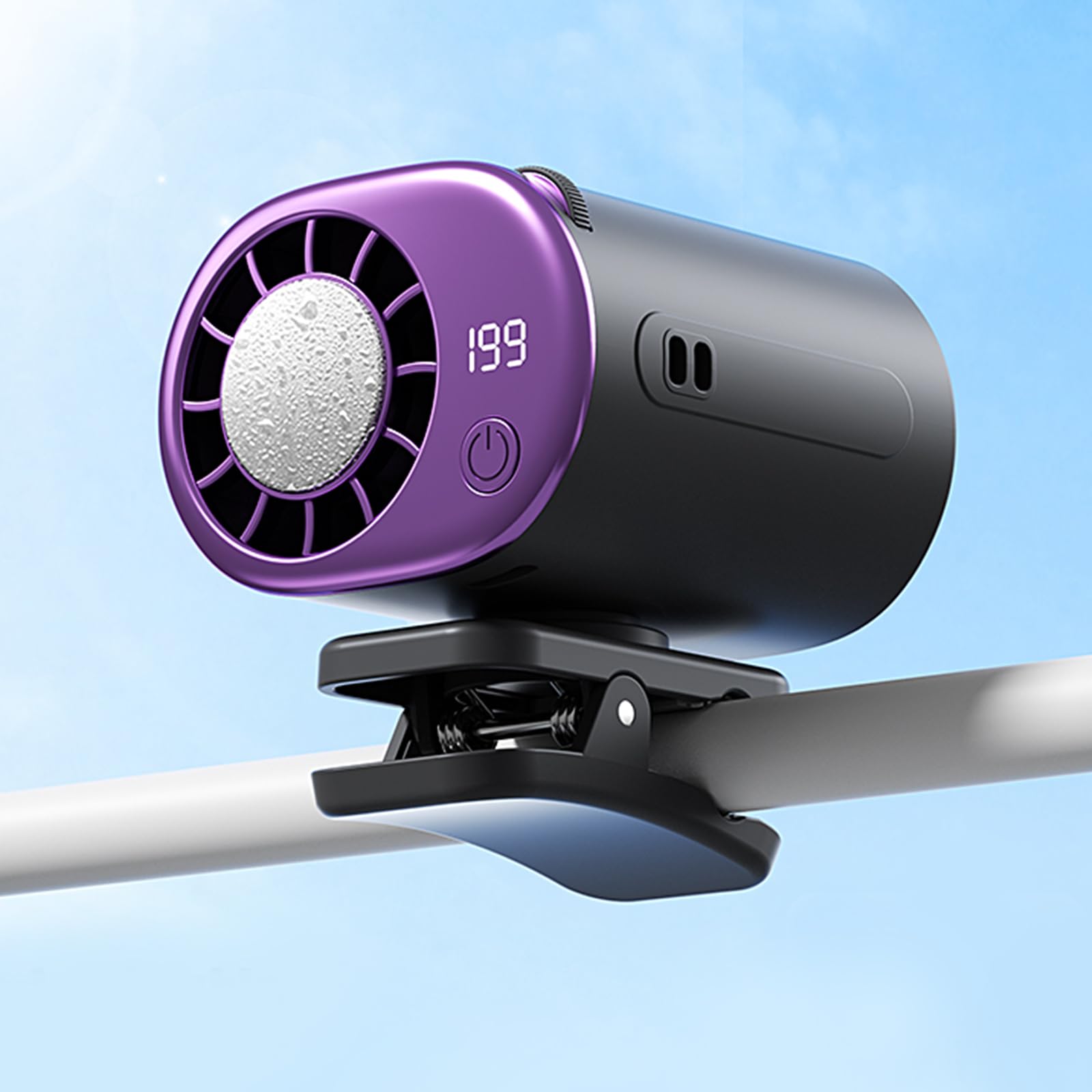 Ventilador de Aire Acondicionado en Clip para Coche 2026 con Pantalla LED, Rotación de 360°, Recargable por USB, 199 Niveles de Velocidad, Semi-Enfriamiento a 16°C, Abrazadera Ancha