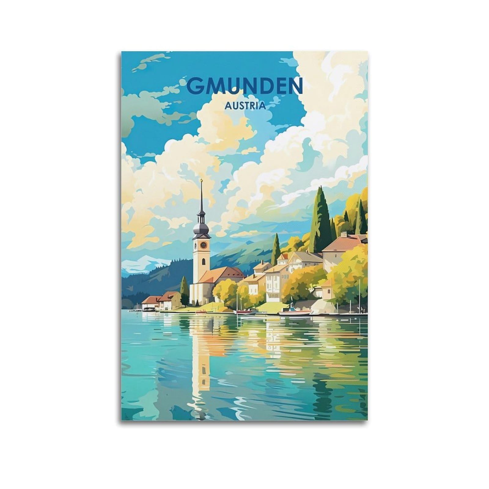 EZMLFA 5D Diamond Painting Kits,Gmunden Austria,Diamond Painting Kits for Beginners Round Full Drill Painting with Diamonds Gem Art for Home Wall Decor 30x40cm