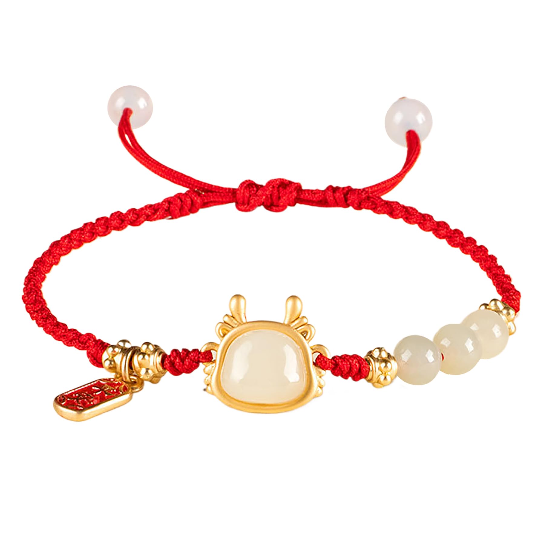 Jade Bransoletka Animal Dragon Talizman dla 2026 Nefrite Jade Charm Czerwony sznur Vintage Bransoleta duchowa chakra chakra klejnot dobrobytu szczęścia Miłość Miłość Amulet Crystal Bangle/2174