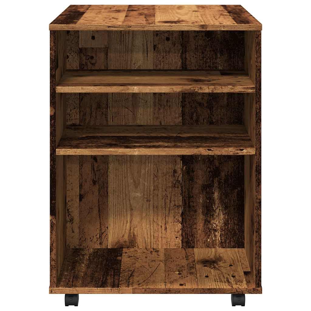 vidaXL Armoire à roulettes Vieux Bois 60x53x72 cm Bois d'ingénierie, Armoire, Armoire de Bureau roulante, Organisateur de Maison, Armoire de Rangement