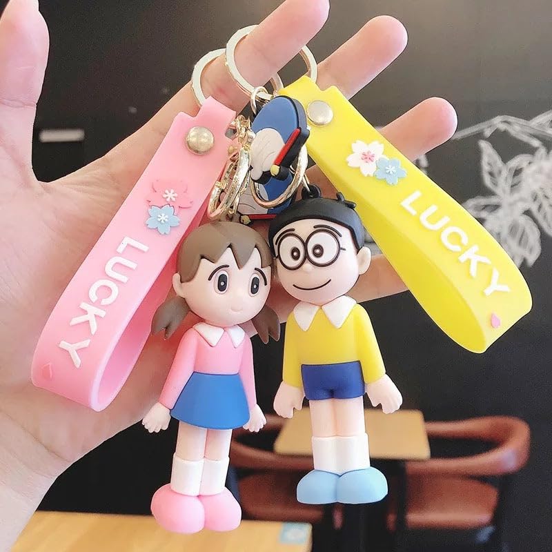 Image of Cute Cartoon Character Silicone 3D Key Chain with Strap Charm & Metal Hook, Merchandise Key Rings Gift for Kids Girls Boys Men & Women