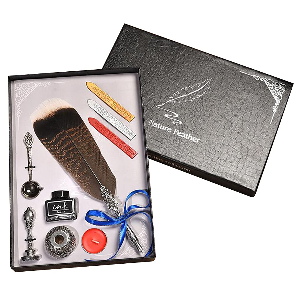 Ensemble de stylos à plume rétro gothique - Kit de cachet de cire - H