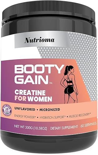 Creatina para mujeres  Monohidrato de creatina en polvo para ganancias de glúteos, sin sabor, antes del entrenamiento, constructor muscular, energía