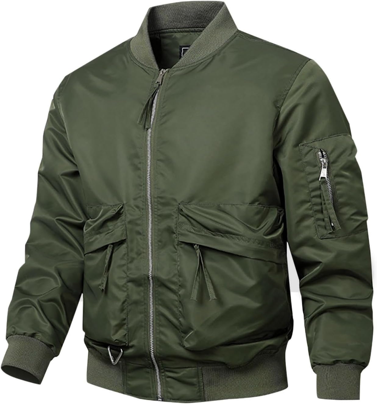 SUNYUAN Mens Tactical Lightweight Bomber Jacket Men Zip Solid Stand