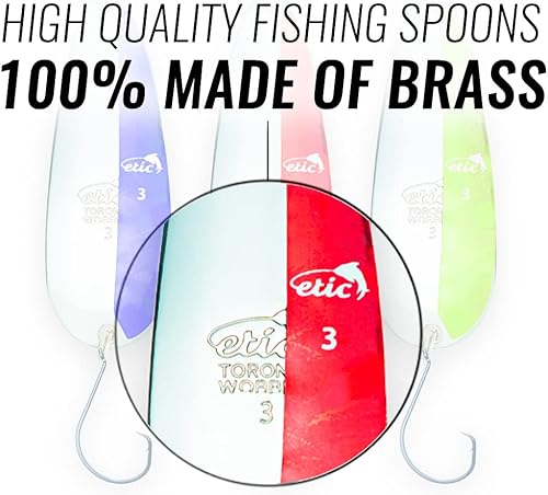 Miniatura 2 de ETIC Toronto Wobbler - Juego de cucharas de pesca de 3 pulgadas, 12 oz, 100% hechas de latón, 3 señuelos de pesca, aparejos, anzuelos, cebos,